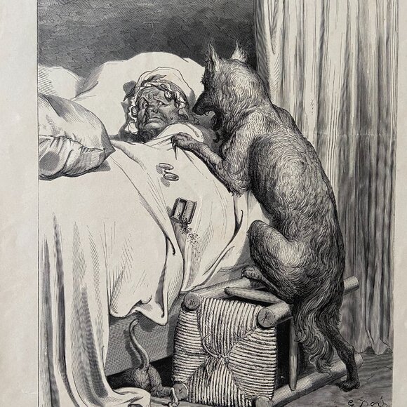 Gustave Dore, Little Red Riding Hood, Woodcut Engraving, Antique Print - Picture 2 of 5